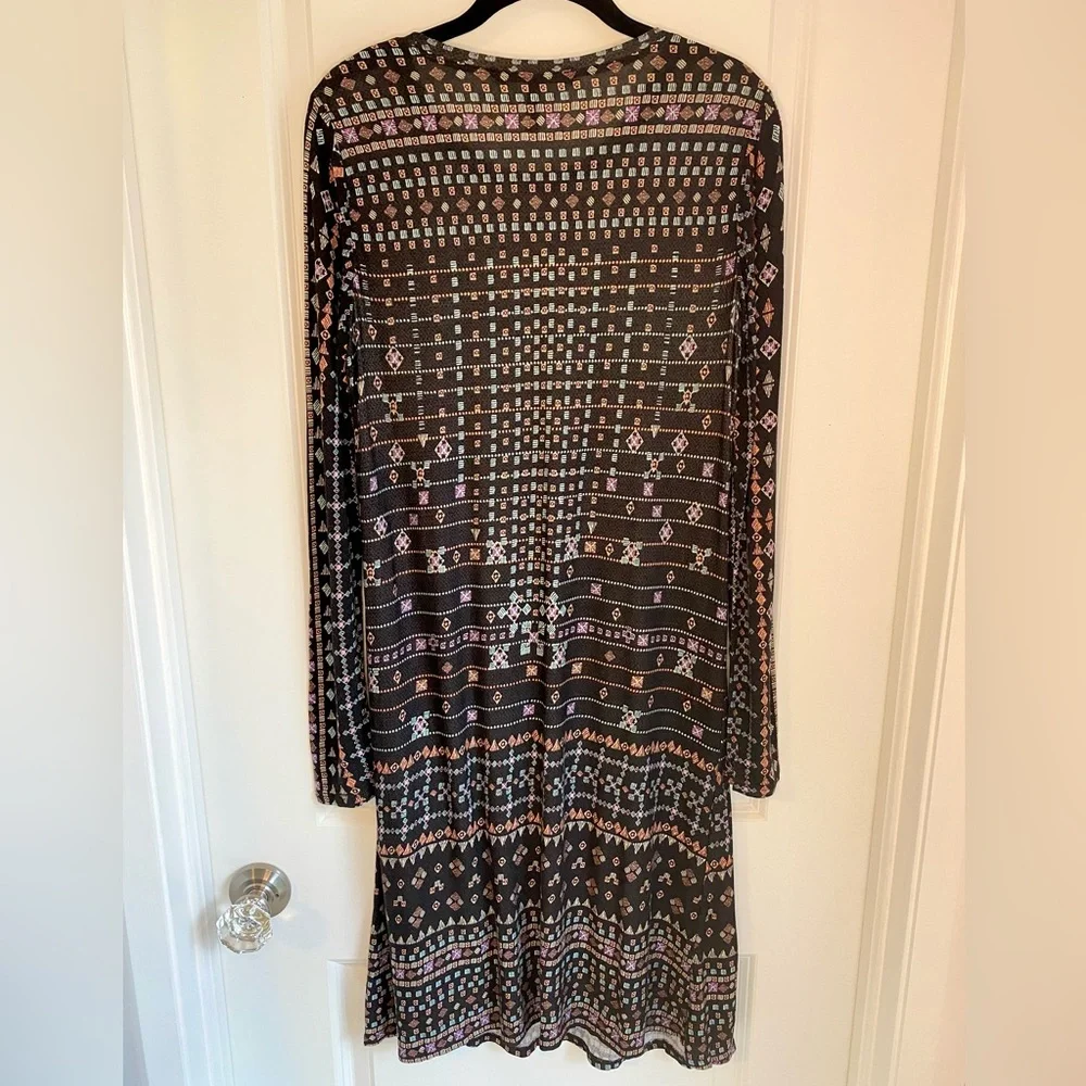 BCBGMaxAzria Jeanna Long Sleeve Dress Blackberry Combo Size M